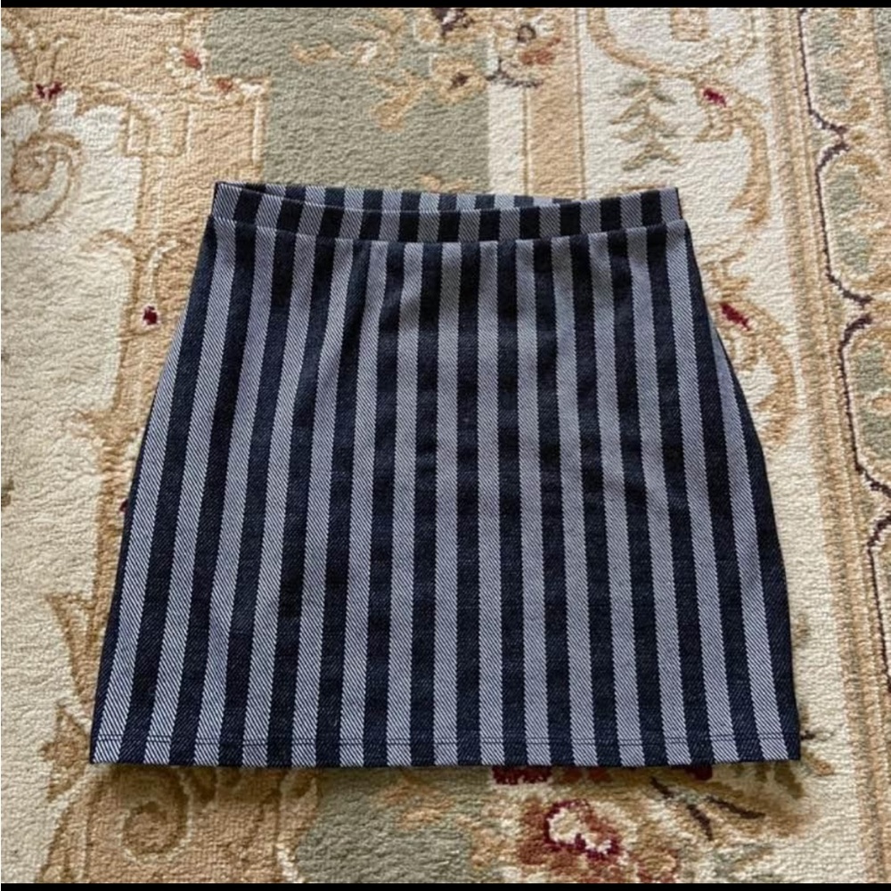 Striped Black and Gray Women's Mini Skirt Pencil Skirt Form Fitting Casual